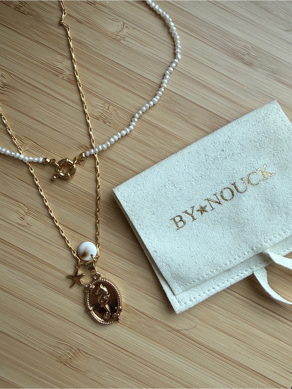 By Nouck Pearl and Seahorse Layered Necklace set